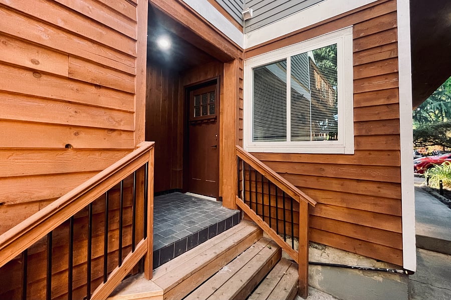 Front door entrance with keypad access
