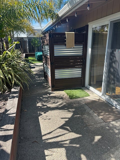 Outdoor shower for post surf sessions