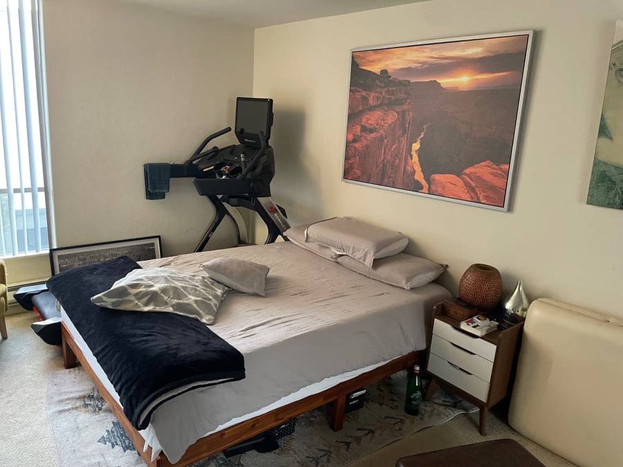 Queen bed in the room