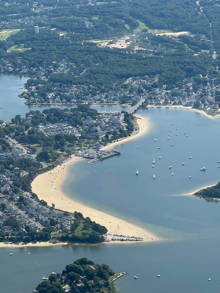 Aerial view of Onset Bay and Shell Point Beach