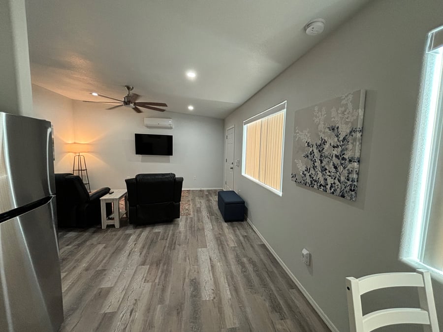 Large living room with Smart TV to watch all streaming services