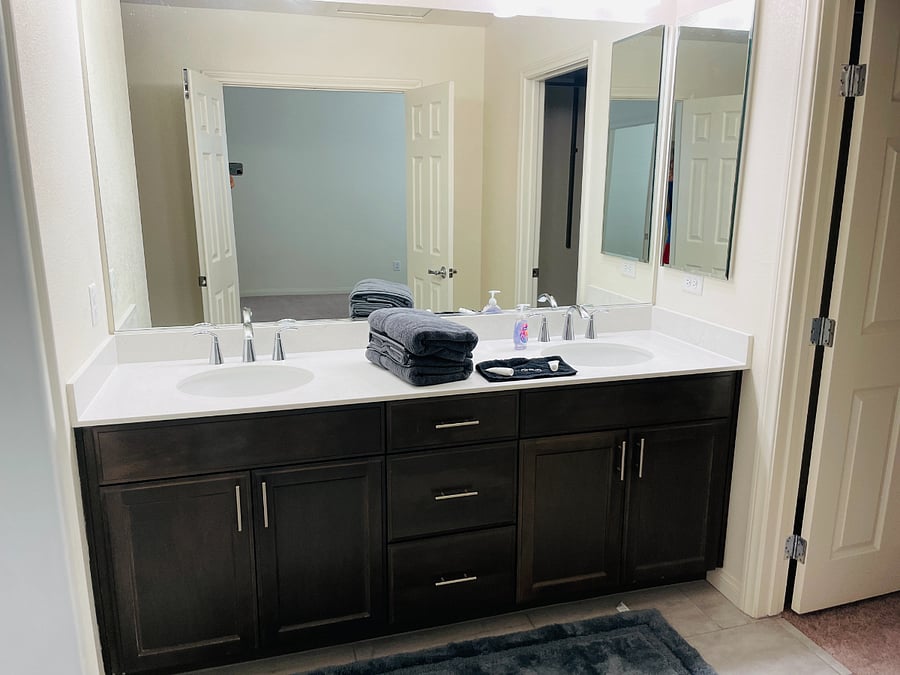 3rd Floor Master Bath: dual sinks & walk-in shower plus walk-in closet