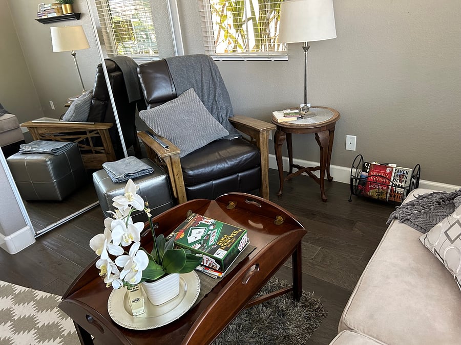 Sitting room with storage closet