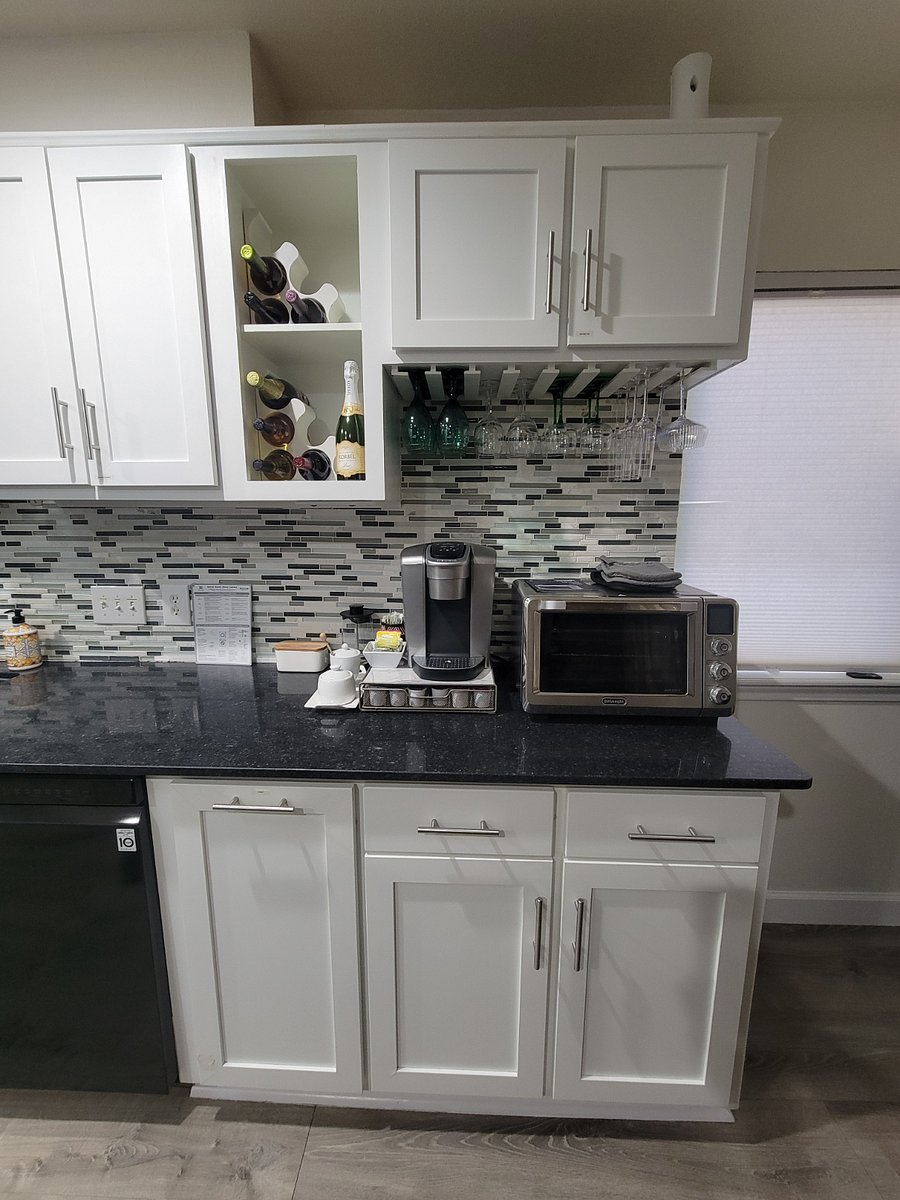 Kitchen; wine and coffee setup