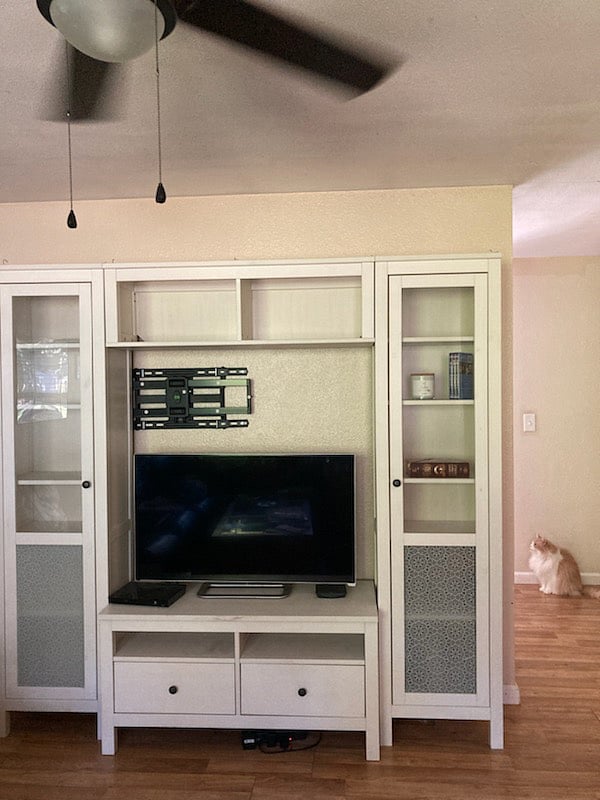 Entertainment center in living room.