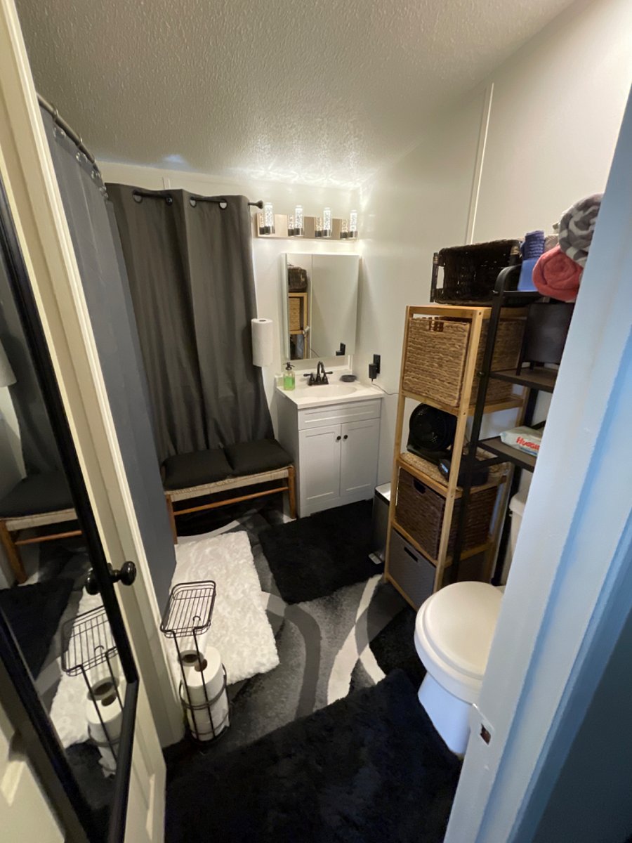 Modern Style Bathroom w/ Multiple Basket Storage & Cushion Bench 