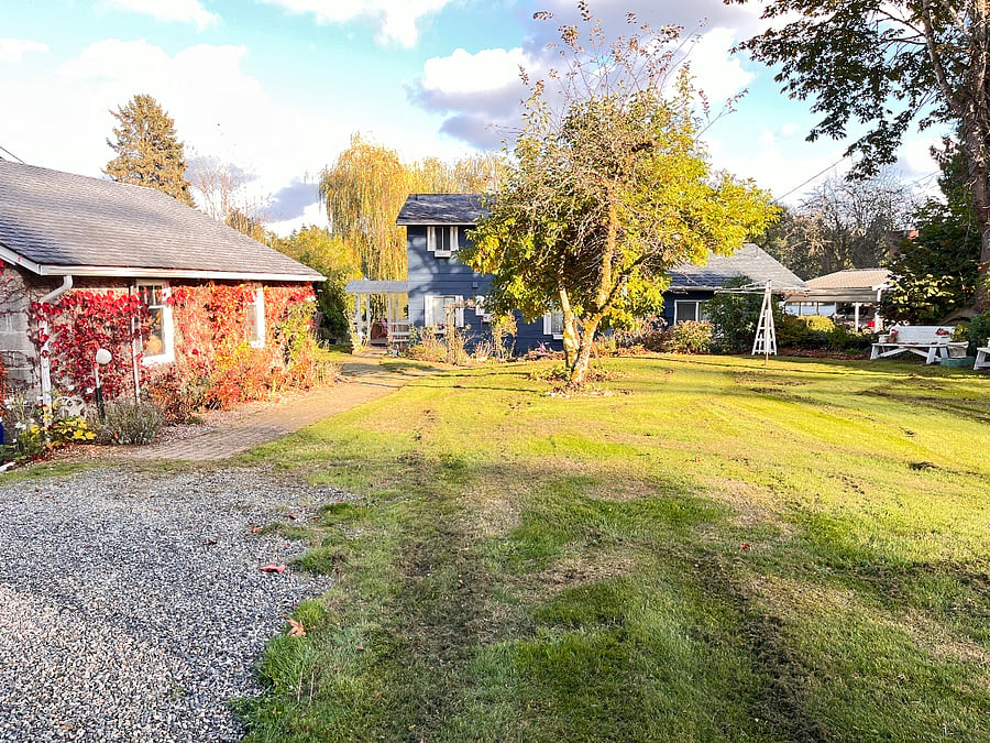 Street side yard from Parking Strip area looking towards Main home and Studio Apartment