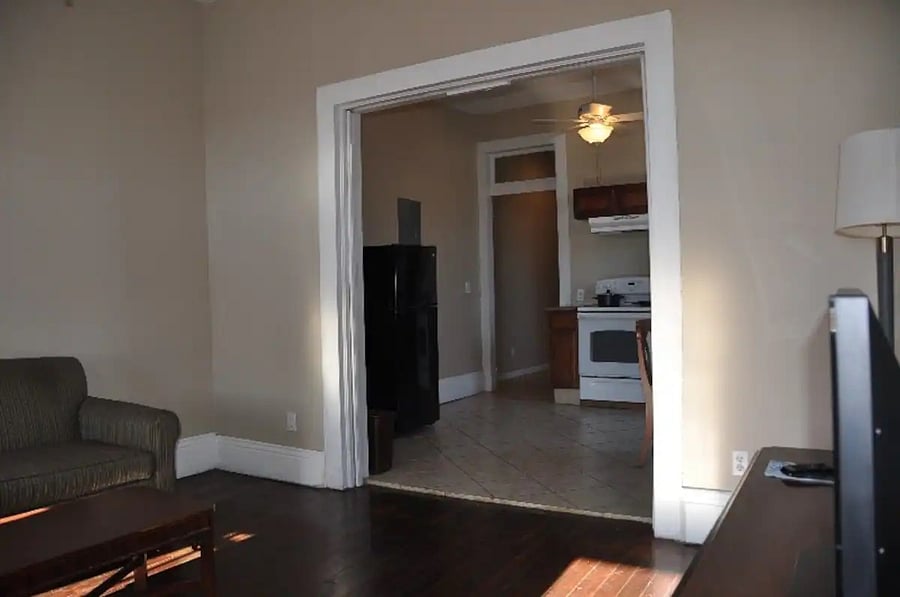 Through Living Room Into Kitchen.