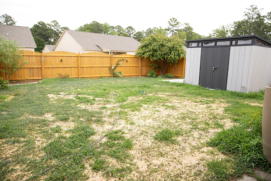 Fully fenced in backyard
