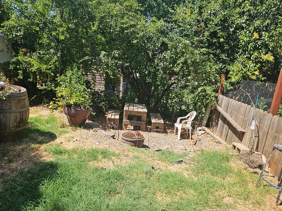Sitting area in back yard