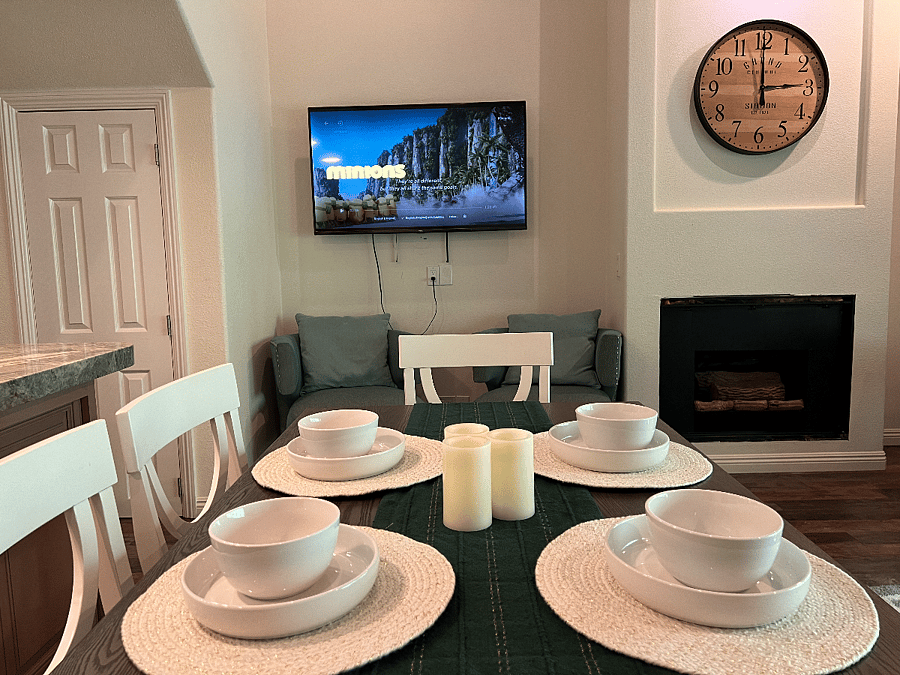 Newly added dining table seats up to 6 people 