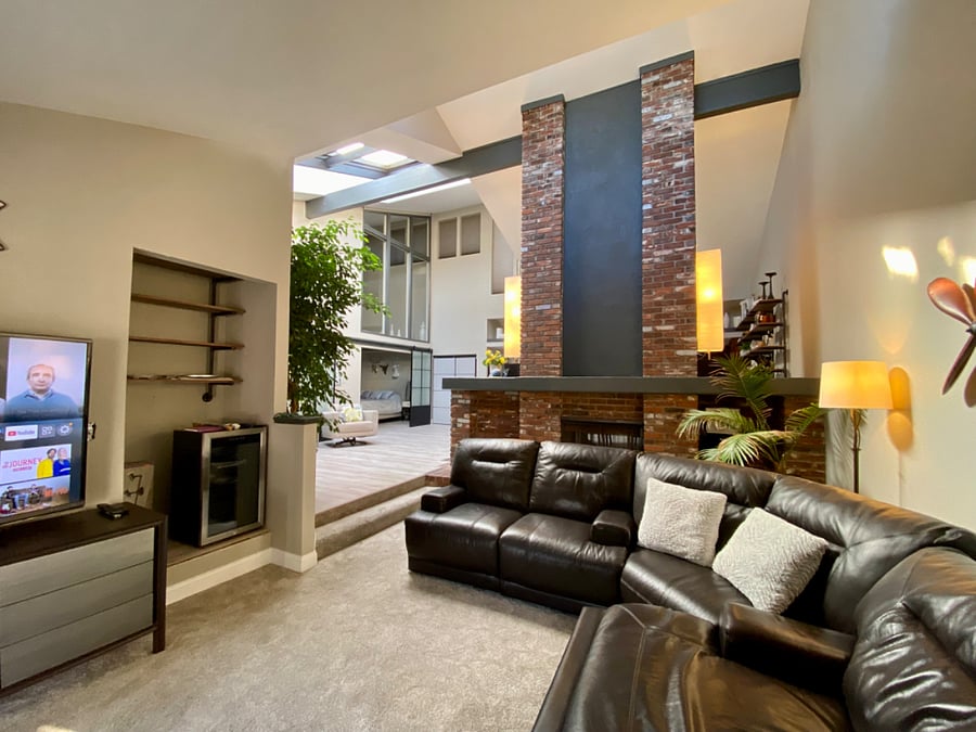 TV room looking into atrium