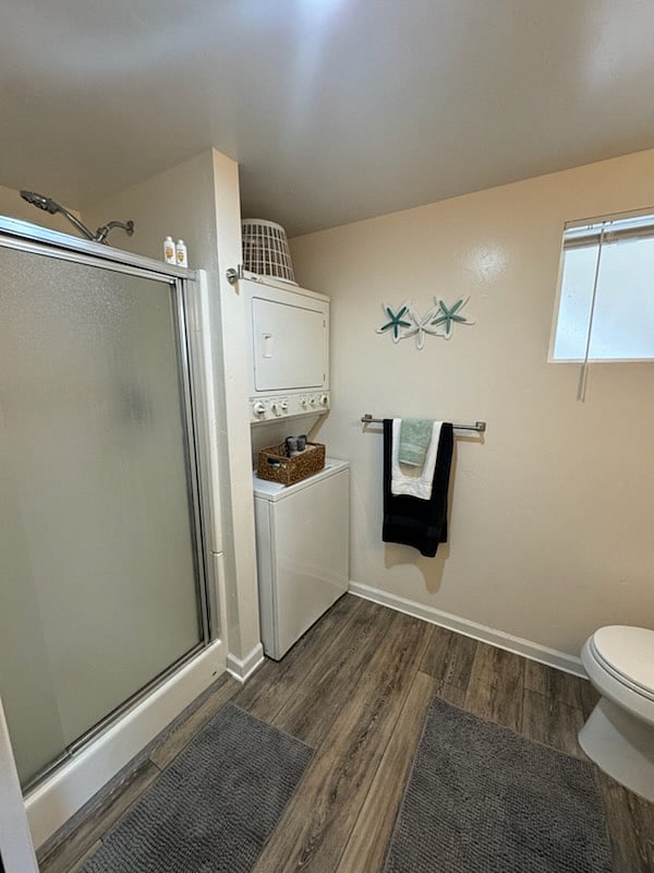 private bathroom with shower and washer/dryer