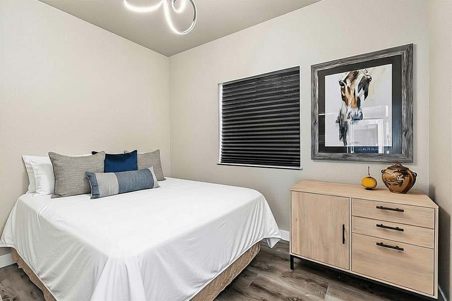 bedroom with light darkening shades