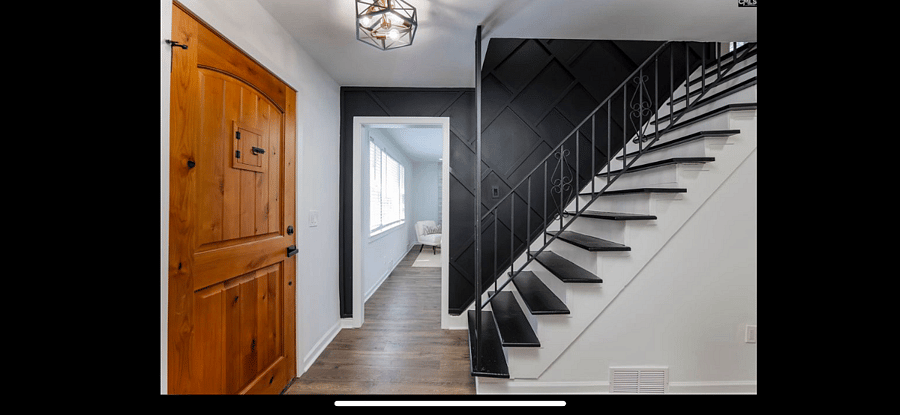 Stairs and front door (your private entrance)
