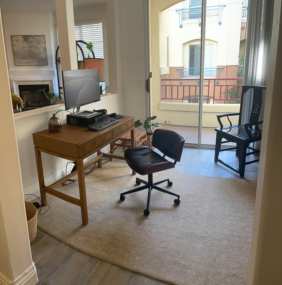 Looking into the bonus room/office.