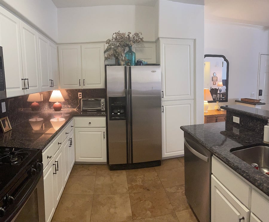 Ample counter space and storage. Full size refrigerator.