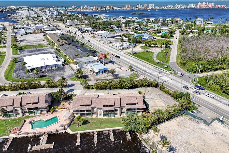 Aerial of Bridge to the beachpool