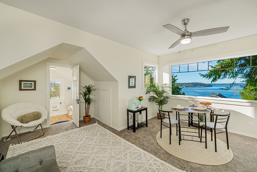 Start your day in your master bedroom at your bistro table with your Keurig coffee station