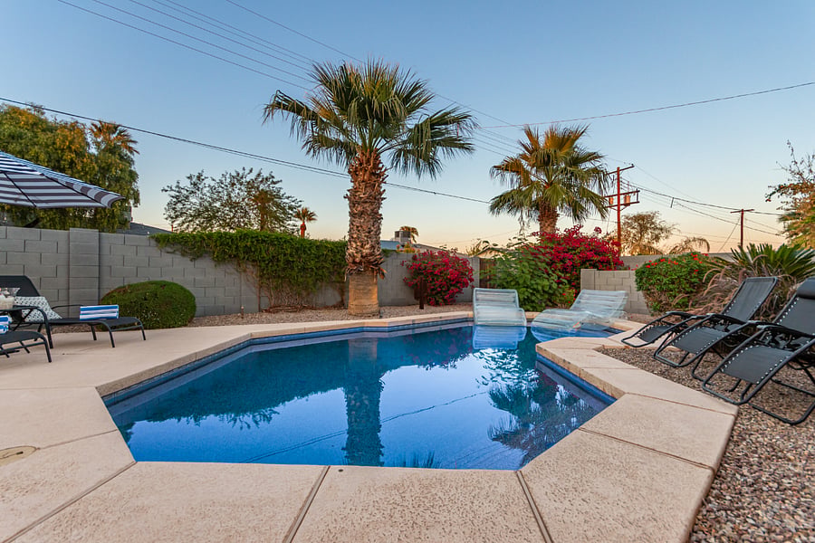  "Backyard is great for hanging out on the hot days."
