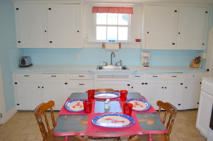 Fully stocked kitchen.
