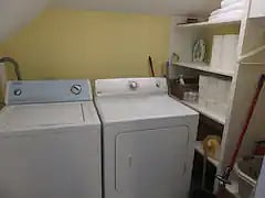 Full size washer and dryer in apartment for your use.