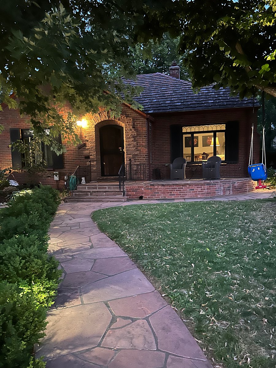 Exterior front of house at night
