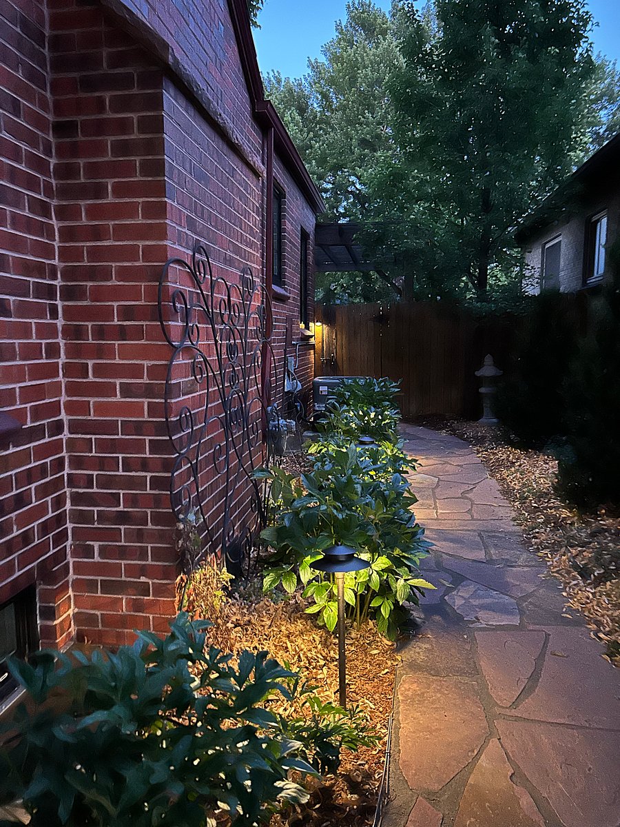 Lit tenant walkway at night