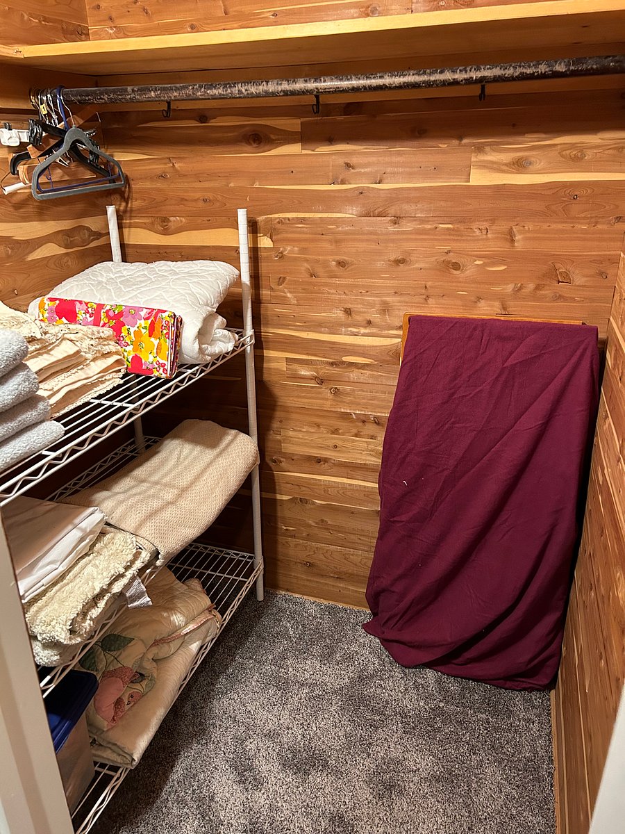 Inside shelving cedar closet
