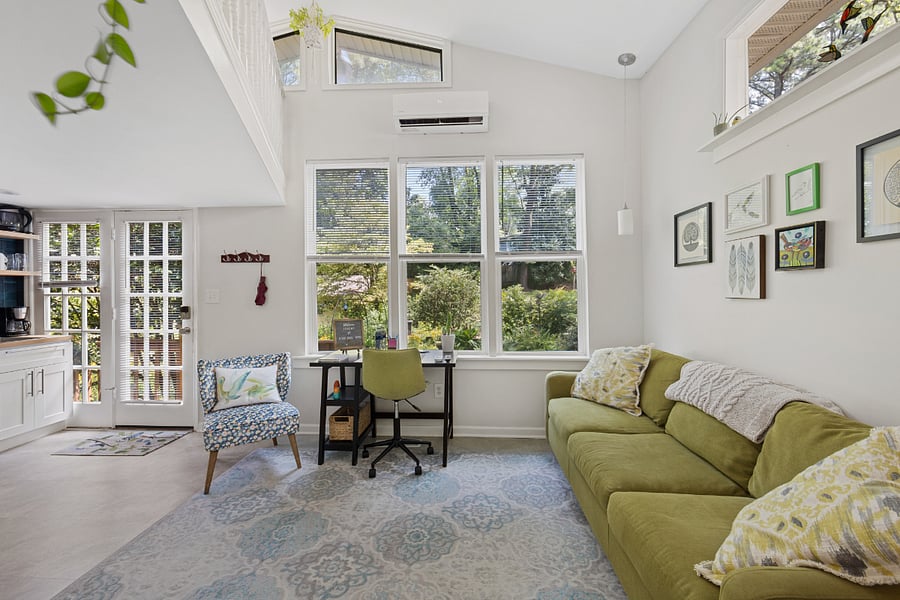 Dedicated workspace overlooking the garden.
