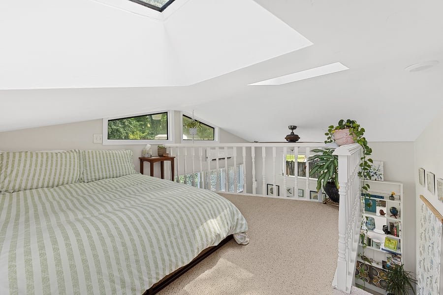 Loft bedroom with queen size bed