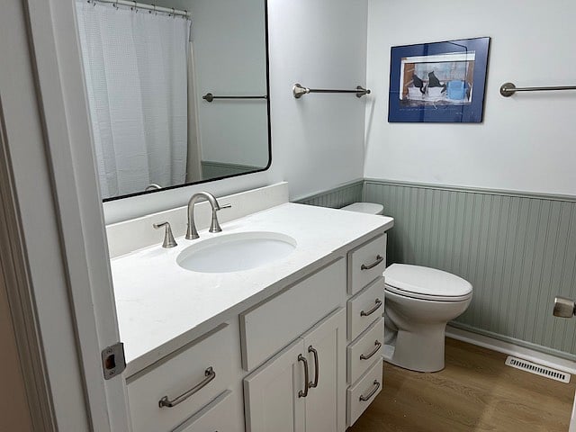 Renovated second full bathroom with new high vanity with lots of storage and new toilet