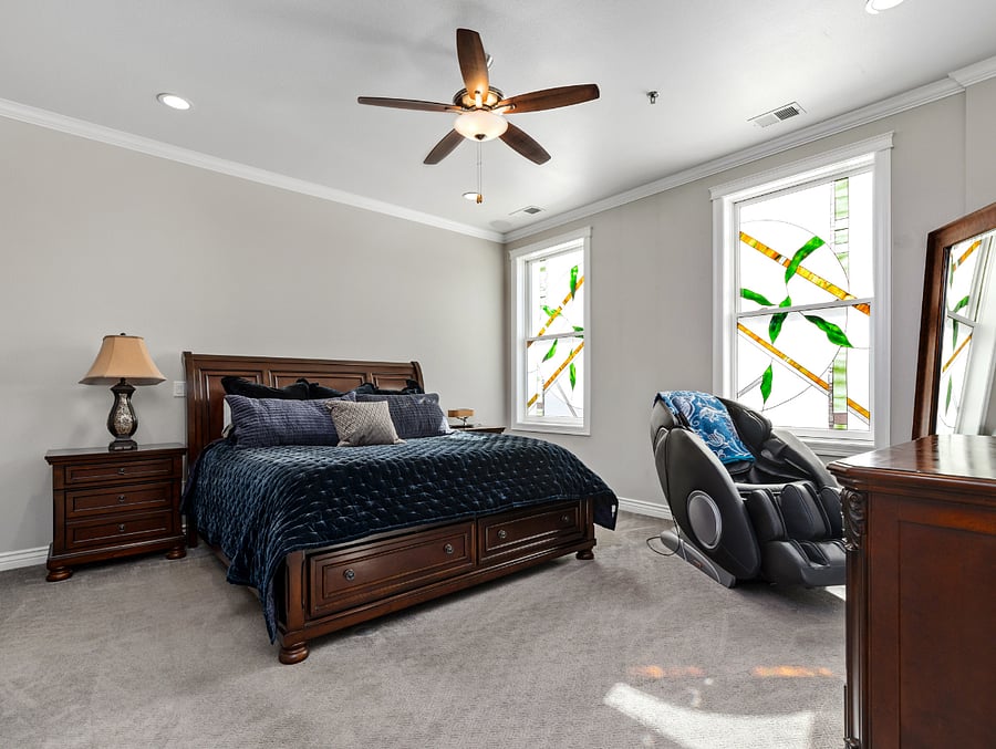 Master bedroom with blackout shades
