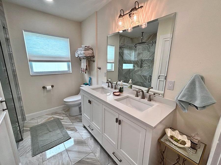 Italian Marble Bathroom and shower.
