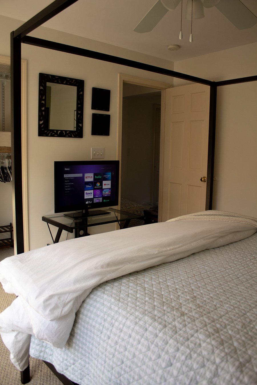 2nd floor back bedroom includes a full closet and smart TV