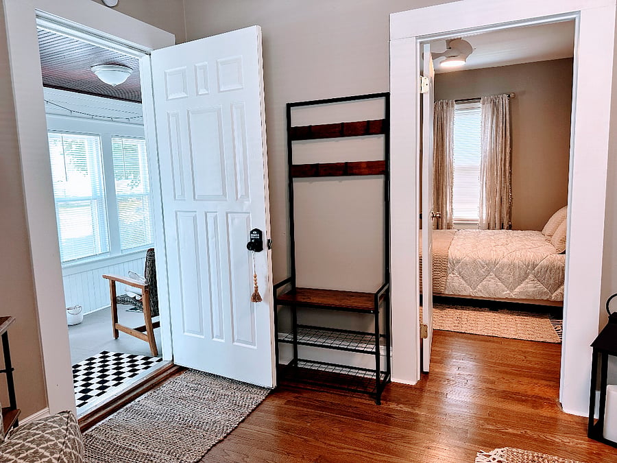 Entry door into house off porch