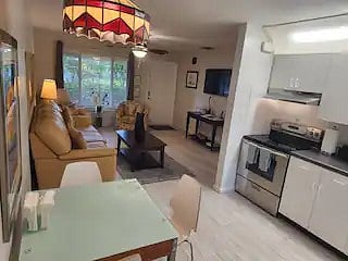 Your kitchen looking across your livingroom toward the front door