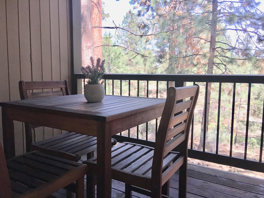 Private outdoor table and chairs