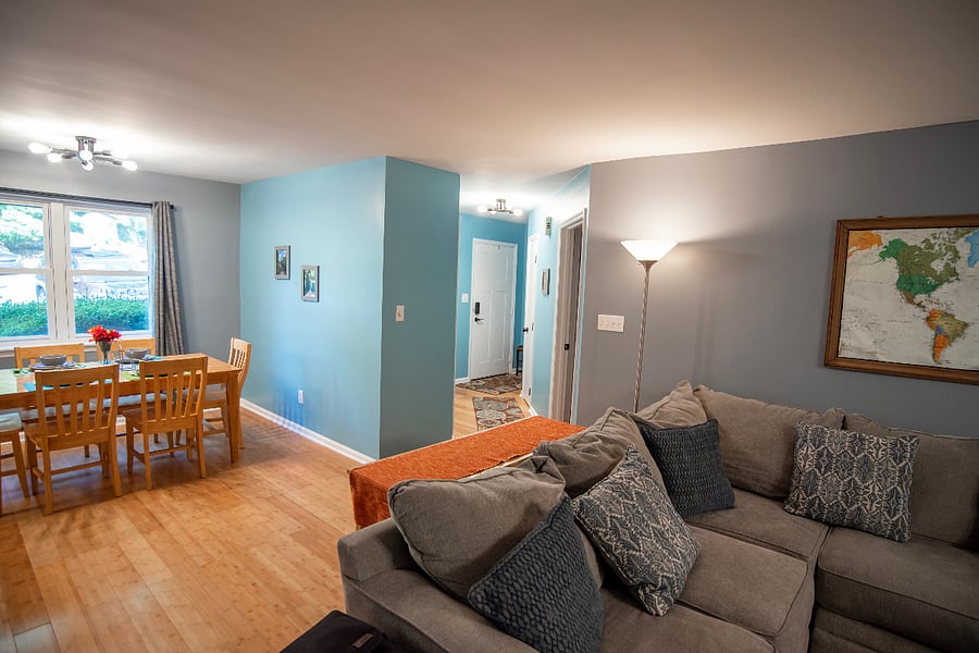 entryway with dining area and living room