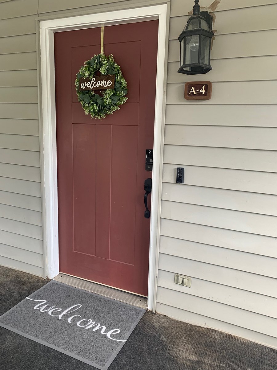 front door with smart lock and Ring doorbell