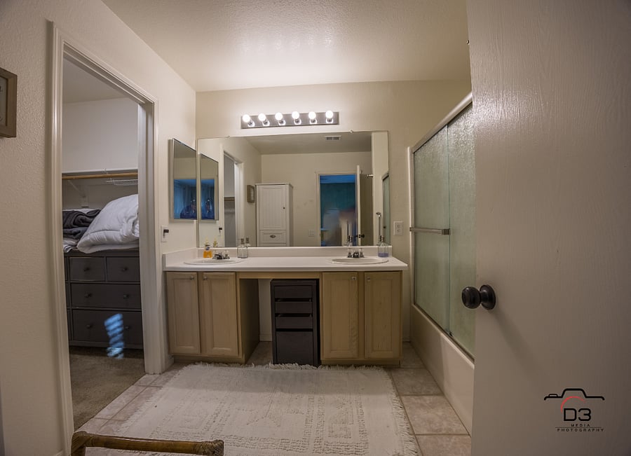 Master bathroom with walk-in closet