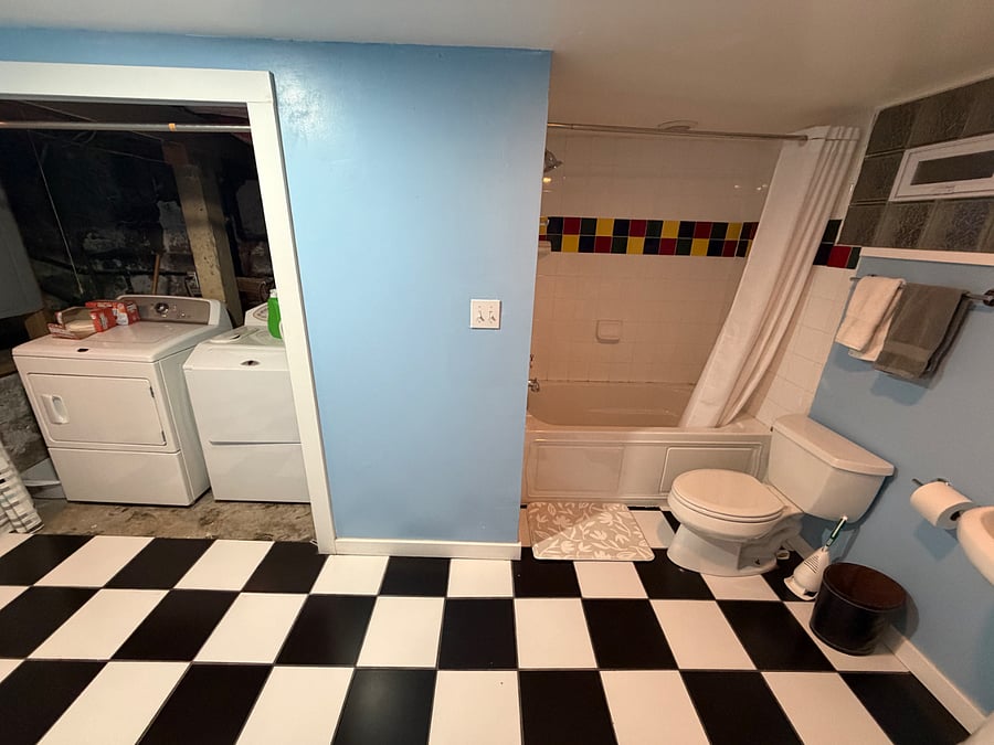 Basement bathroom and laundry room
