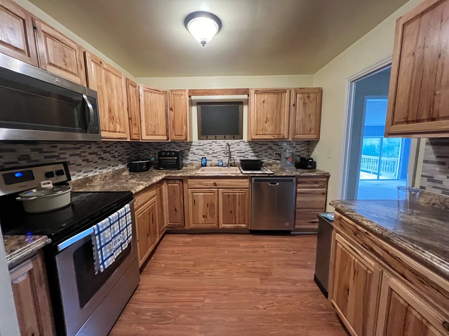 Updated kitchen with stainless steel appliances