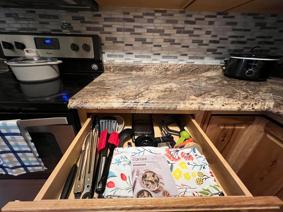 Cooking and kitchen utensils provided