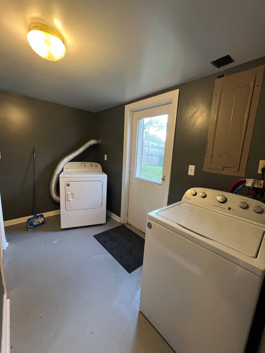 Washer Dryer area is shared with entry from backyard