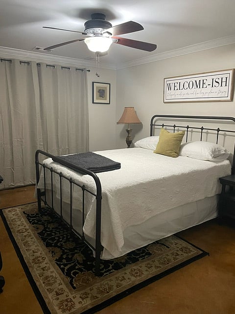 Bedroom with closed Curtains