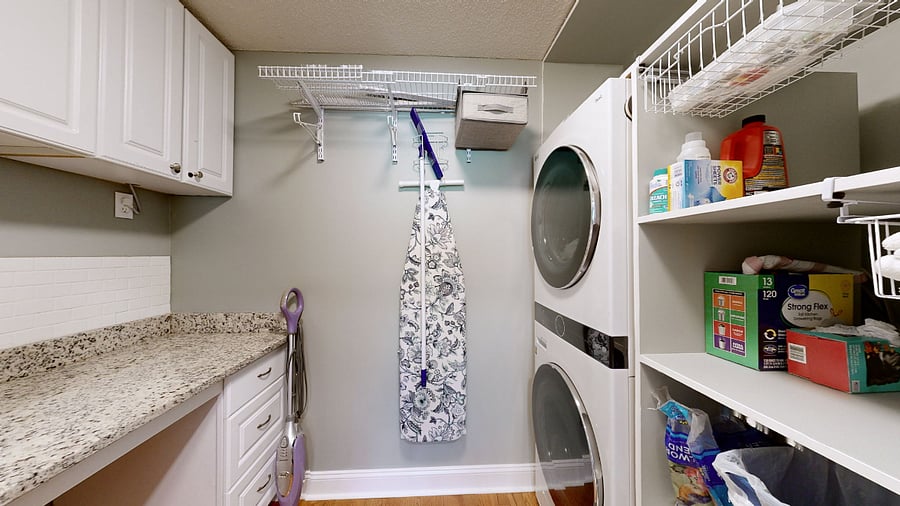 Stacked W/D with Plenty of Storage