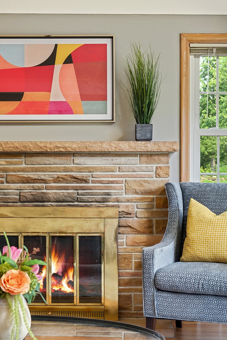 Living room - wood burning fireplace