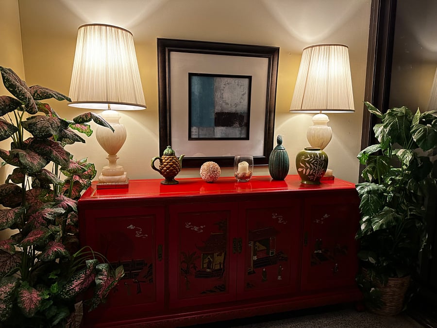 Find your zen on the lanai surrounded by the asian and island inspired art.