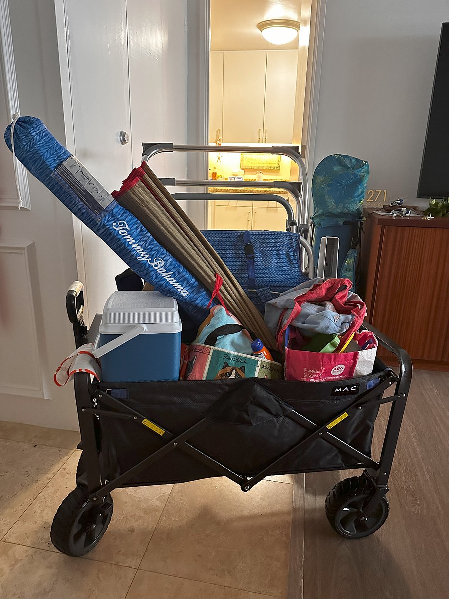 Head to the beach with everything you need - beach chairs, umbrella, kids sand toys, beach mats, coolers and more. This wagon makes it easy to tote towels & gear for a day of fun in the sun.
